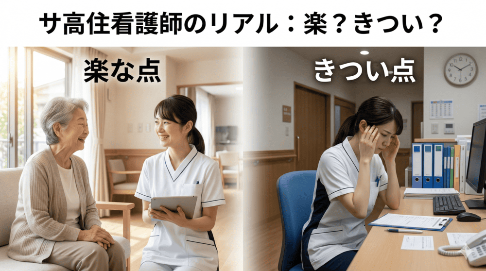 サ高住看護師が楽なのかきついのかを比較したイメージ画像